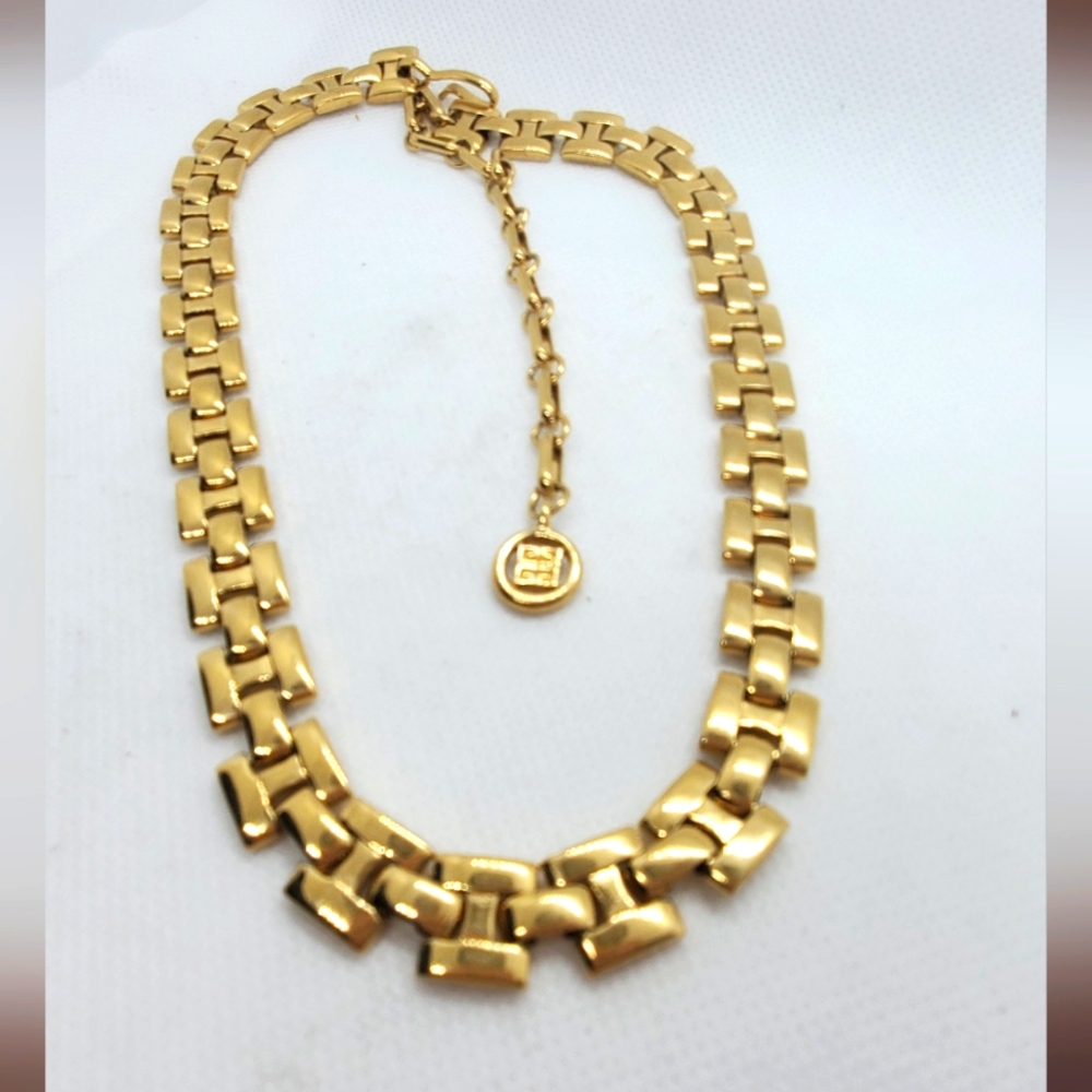 Givenchy 1980s Gold-tone Box Link Chain Necklace 22" Adjustable-Timeless Design